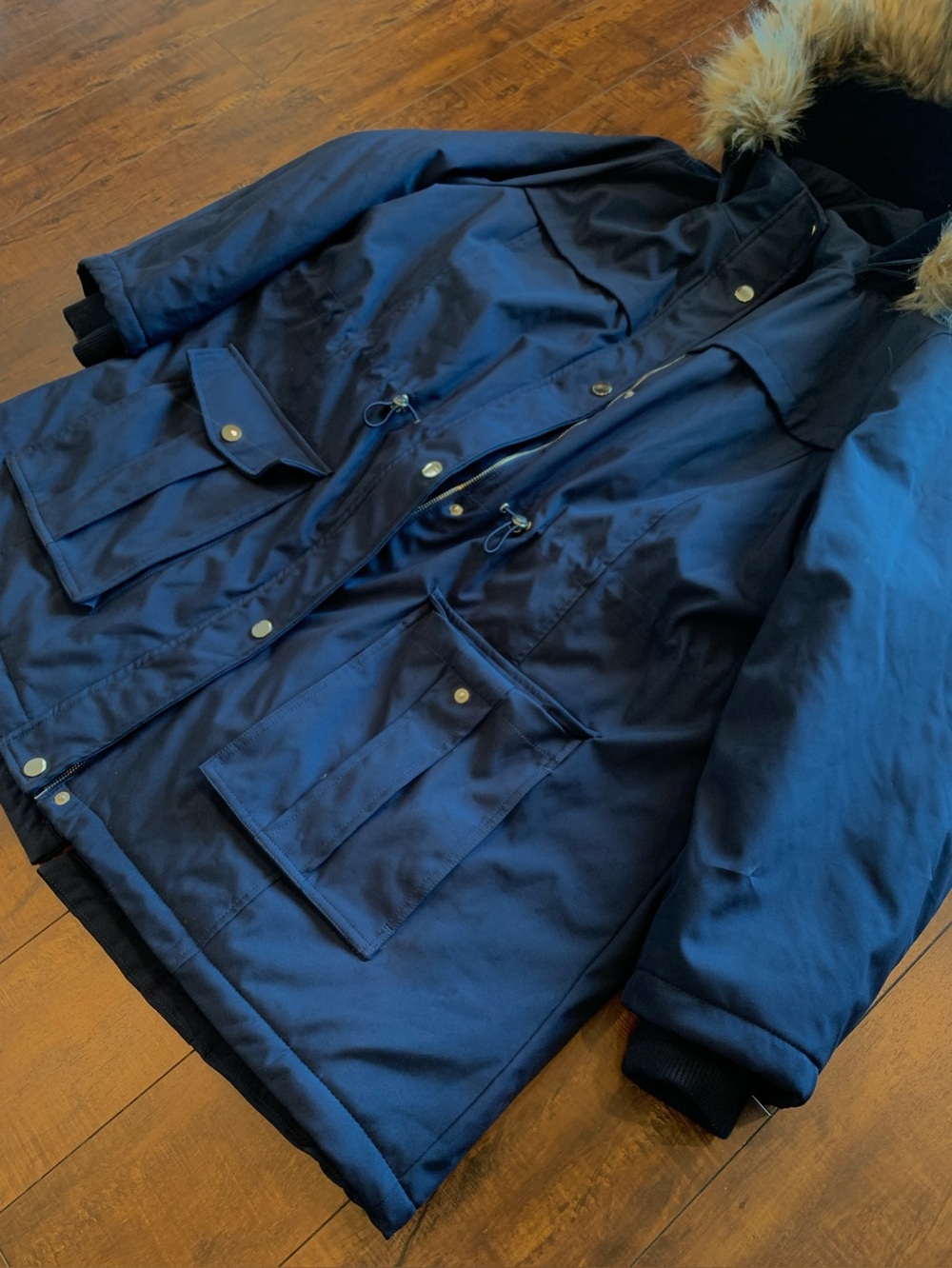 2X Time and Tru Women's Heavyweight Anorak Jacket with Faux Fur Trimmed Hood - Picture 2 of 8